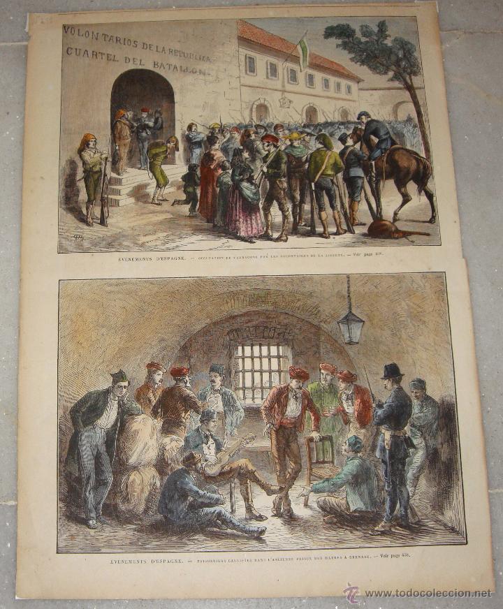 Arte: Grabados de la I Rep&uacute;blica Espa&ntilde;ola &middot; Voluntarios y prisioneros carlistas &middot; S.XIX, ca. 1873