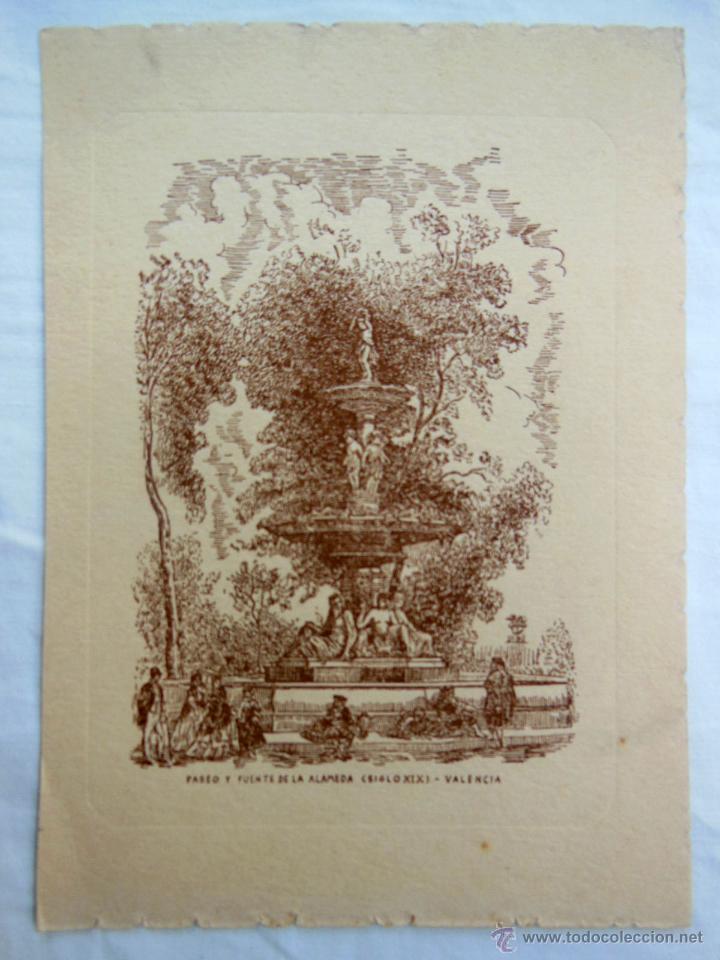 Art: Antiguo Grabado : PASEO Y FUENTE DE LA ALAMEDA (Siglo XIX). Valencia