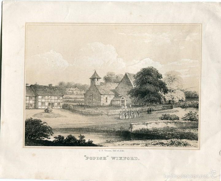 Art: Popish Wixford, Warwickshire - Litograf&iacute;a original de C. F. Green - 1862