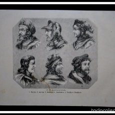 Arte: 1852 - 6 REYES DE ESPAÑA - EURICO - ALARICO - GESALEYO - AMALARICO - TEUDIS - TEUDISELO - GRABADO