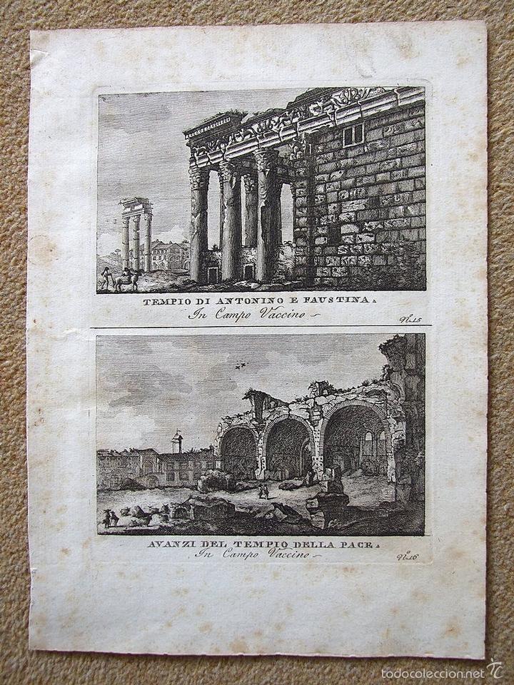 Arte: Templo de Antonino y Faustina y templo Della Pace (Roma).1790 - Foto 1