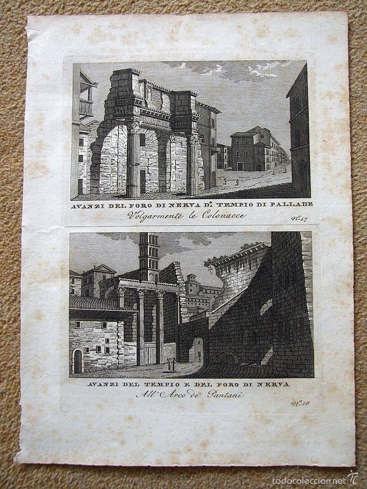 Arte: Foro de Nerva y  templo de Pallade (Roma),1790. - Foto 1