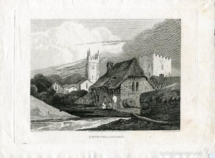 Art: Lydford, Devon - Grabado original 1810 - Samuel Prout - Relics of Antiquity