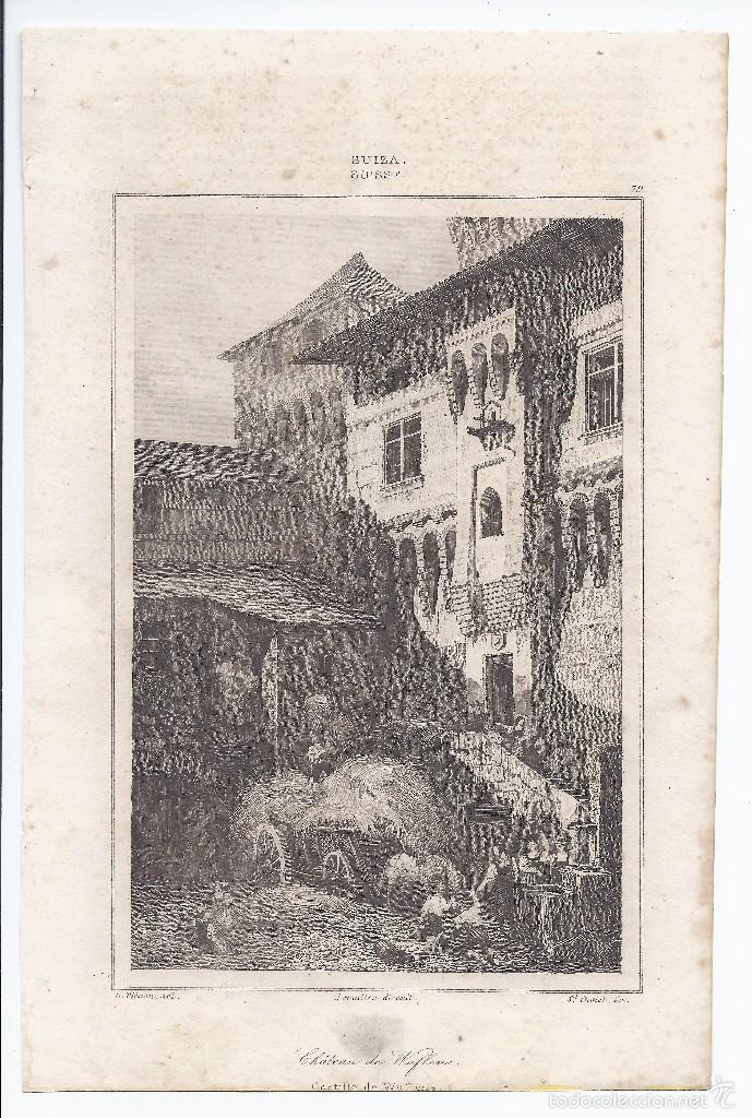 Arte: Grabado del Castillo de Wuflens. Suiza. S.XIX. - Foto 1