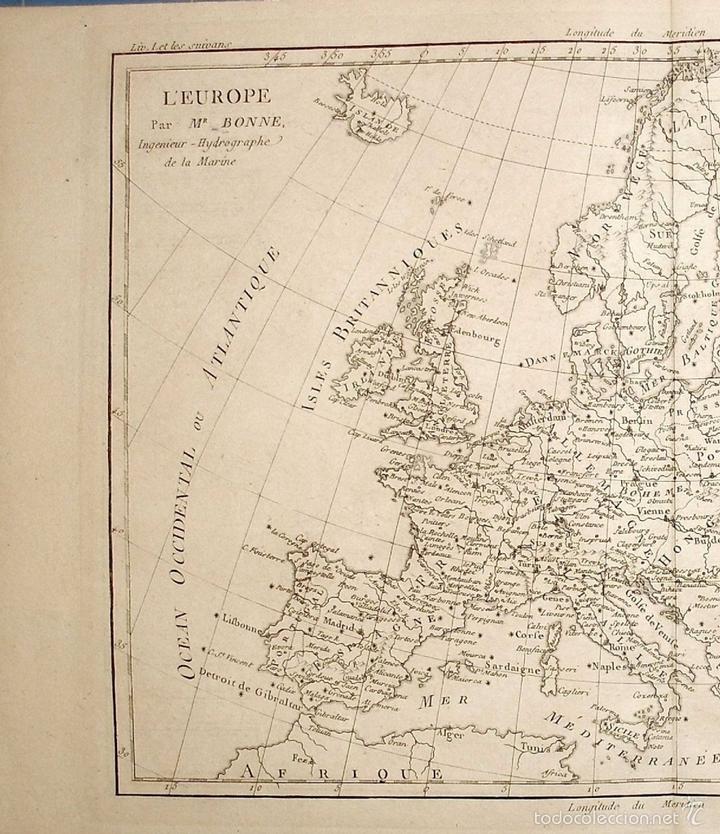 Arte: Mapa de Europa, 1787. Bonne - Foto 2