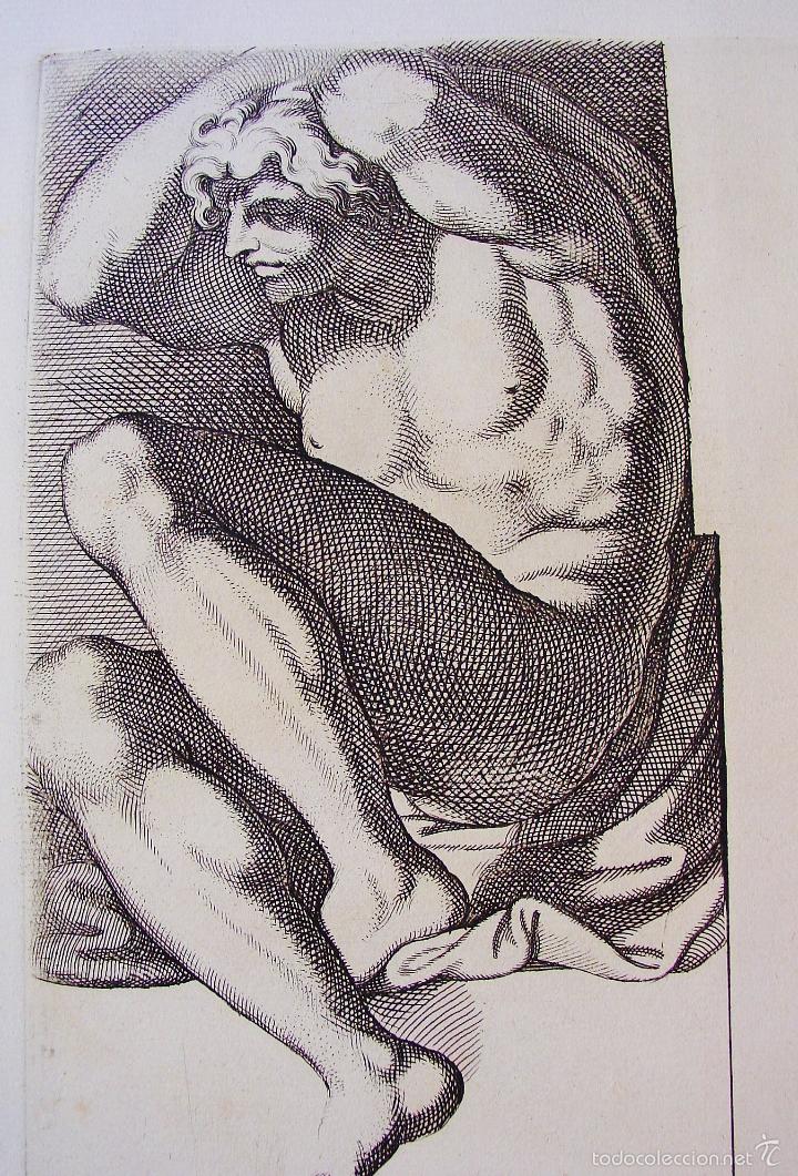 Arte: TRES DESNUDOS MASCULINOS. ARNOLD VAN WESTERHOUT (1651-1725). GRABADOR: CARLO CESIO. SIGLO XVII - Foto 6 - 58127748