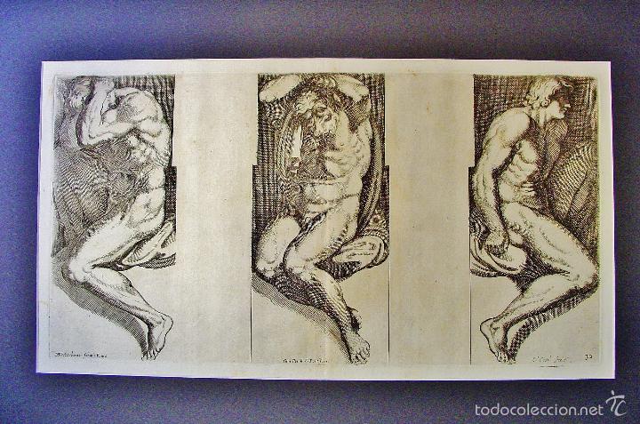 Arte: TRES DESNUDOS MASCULINOS. ARNOLD VAN WESTERHOUT (1651-1725). GRABADOR: CARLO CESIO. SIGLO XVII - Foto 2 - 58127812