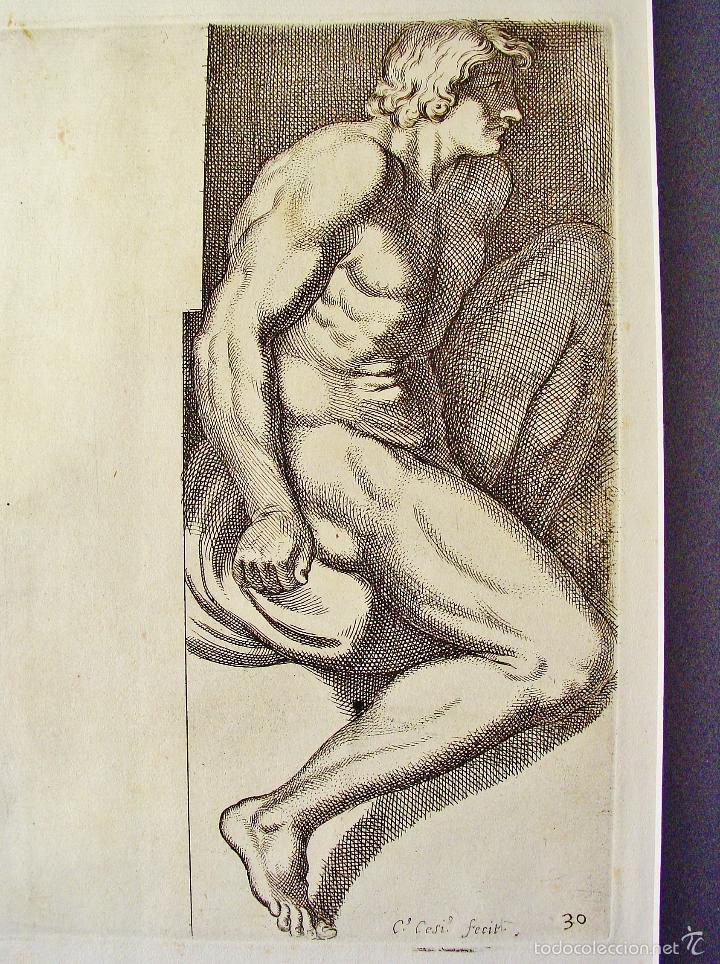 Arte: TRES DESNUDOS MASCULINOS. ARNOLD VAN WESTERHOUT (1651-1725). GRABADOR: CARLO CESIO. SIGLO XVII - Foto 3 - 58127812