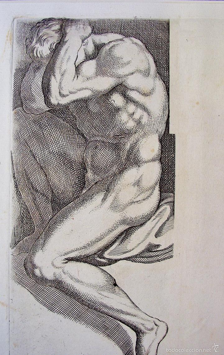 Arte: TRES DESNUDOS MASCULINOS. ARNOLD VAN WESTERHOUT (1651-1725). GRABADOR: CARLO CESIO. SIGLO XVII - Foto 7 - 58127812