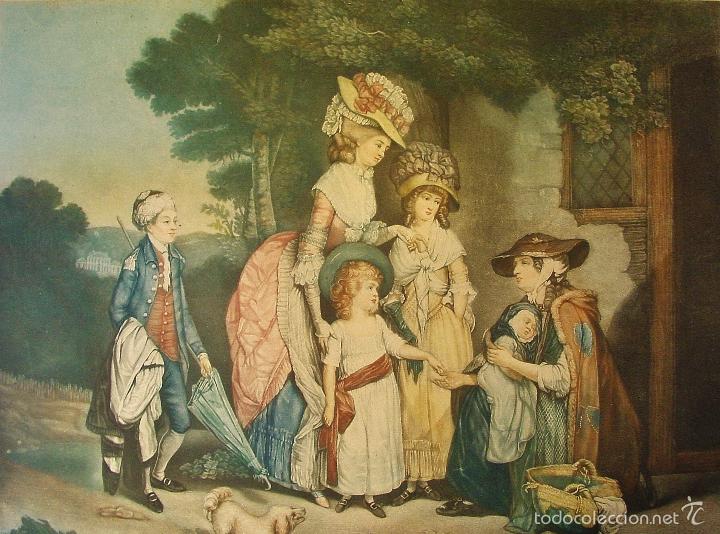 A LADY AND HER CHILDREN....GRABADO COLOREADO. WILLIAM REDMORE BIGG (1755-1828) (Arte - Grabados - Contemporáneos siglo XX)