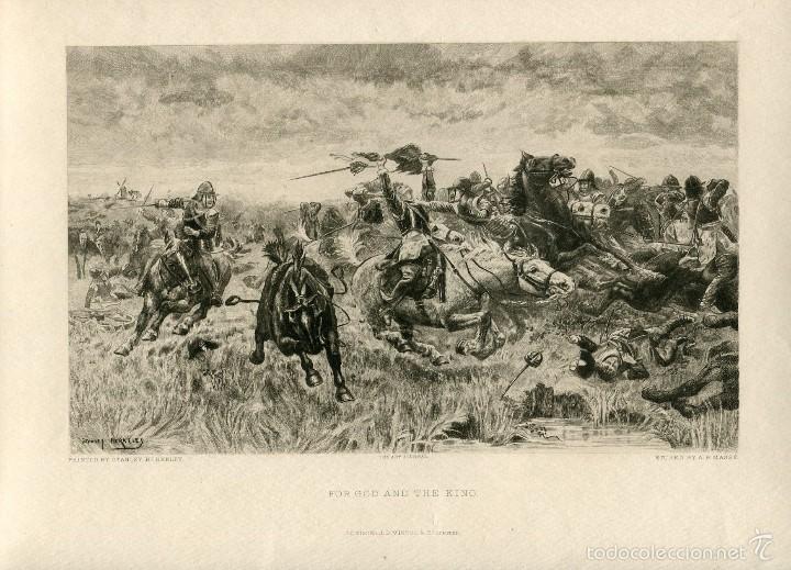 Arte: For God and the King, batalla de Marston Moor - Aguafuerte original 1891