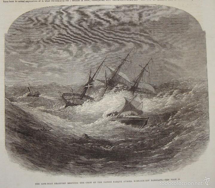 Arte: El Bote Salvavidas Bardford, rescatando a la tripulaci&oacute;n Danesa del Barco Aurora Boreal.