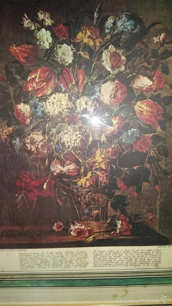 Arte: Grabado 1850.Cesto con Flores. - Foto 2