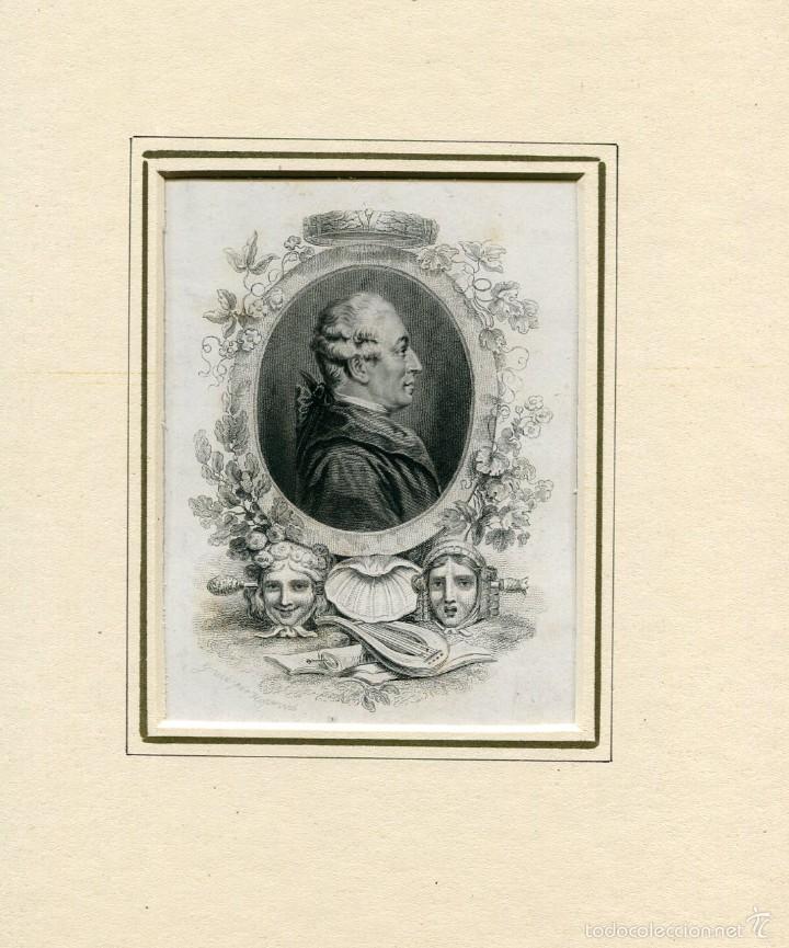 Arte: Beaumarchais - Grabado original de J. Hopwood - Aguafuerte s. XIX