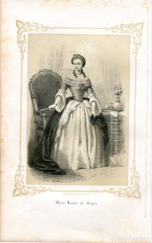 Arte: Mar&iacute;a Luisa Gabriela de Saboya - Litograf&iacute;a original 1856 - Reinas de Espa&ntilde;a