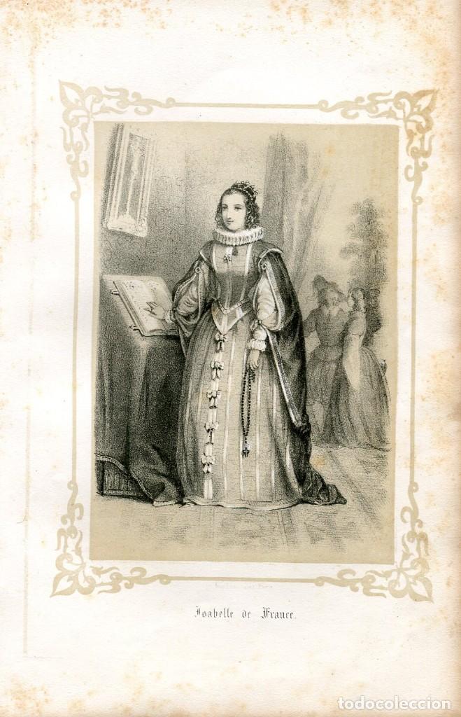 Art: Isabel de Borb&oacute;n - Litograf&iacute;a original 1856 - Reinas de Espa&ntilde;a - Lemercier
