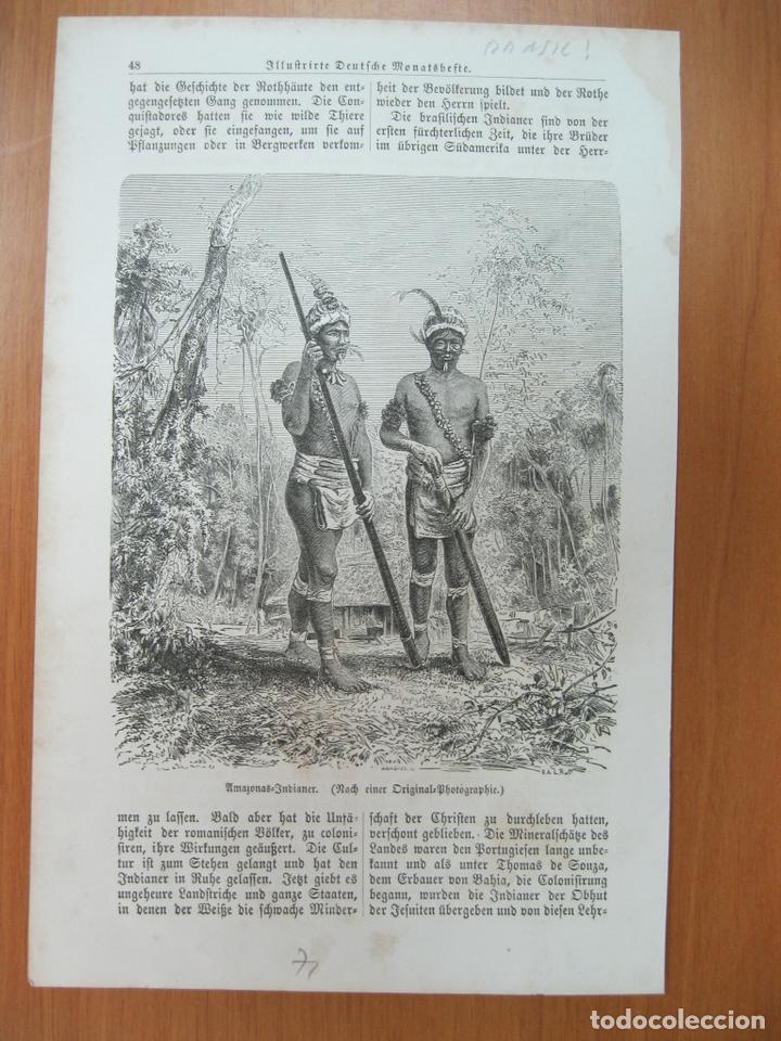 Arte: Pareja de Ind&iacute;genas del Amazonas  (Brasil), 1871. - Foto 1