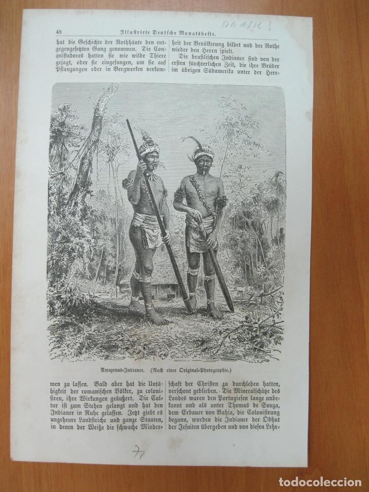 Arte: Pareja de Ind&iacute;genas del Amazonas  (Brasil), 1871. - Foto 2