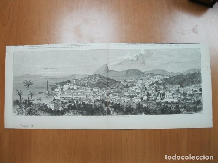 Arte: Vista panor&aacute;mica de la bahia de Rio de Janeiro (Brasil), 1875.
