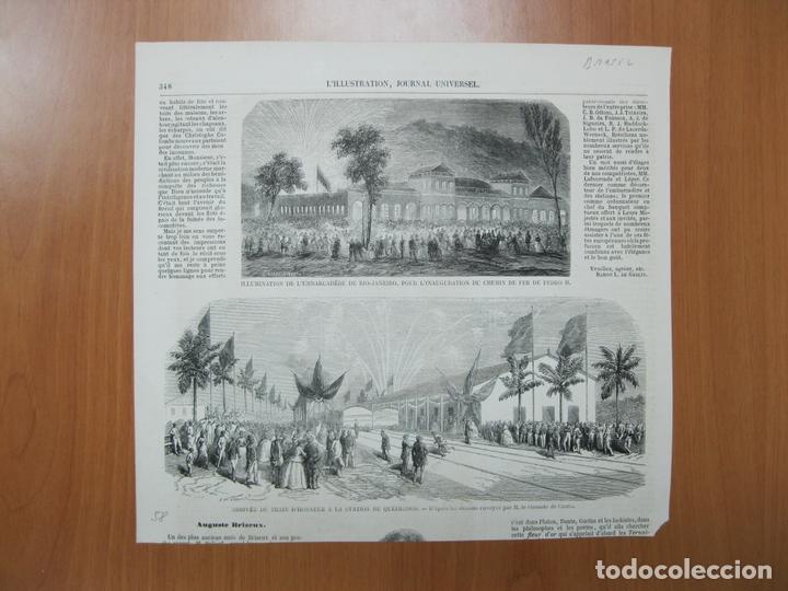 Arte: Celebraciones por la inaguraci&oacute;n de la via f&eacute;rrea en Rio de Janeiro (Brasil), 1858.