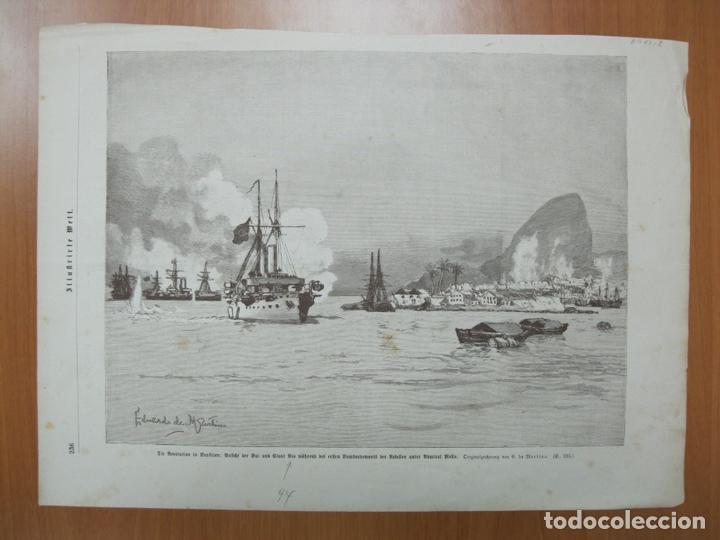 Arte: Vista del puerto de la ciudad de Rio de Janeiro (Brasil), 1894