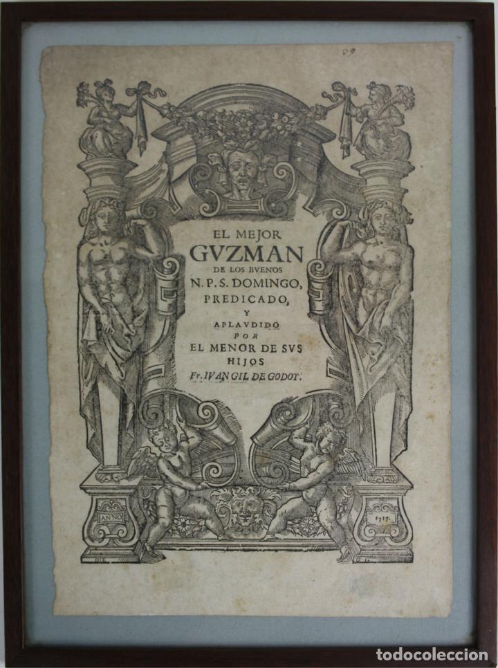 Arte: I2-010 GRABADO, FRONTISPICIO DE EL MEJOR GVZMAN DE LOS BUENOS(...) DE 1717 - Foto 1
