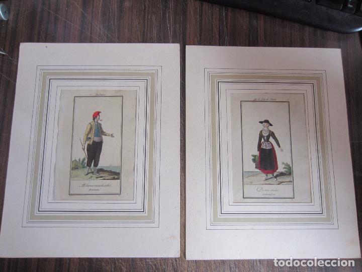 Kunst: PAREJA DE GRABADOS IBICENCOS - SXVIII - COLOREADOS A MANO