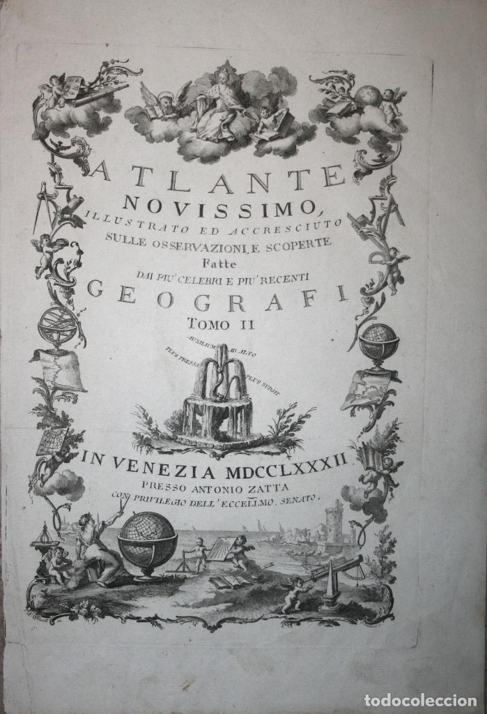 Arte: Frontispicio del  Atlante Novissimo..., 1782. Zatta - Foto 1