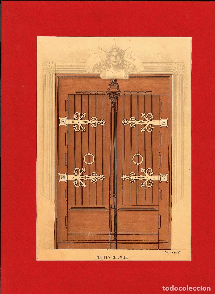 Arte: puerta de calle Grabado original 1900 - Foto 1