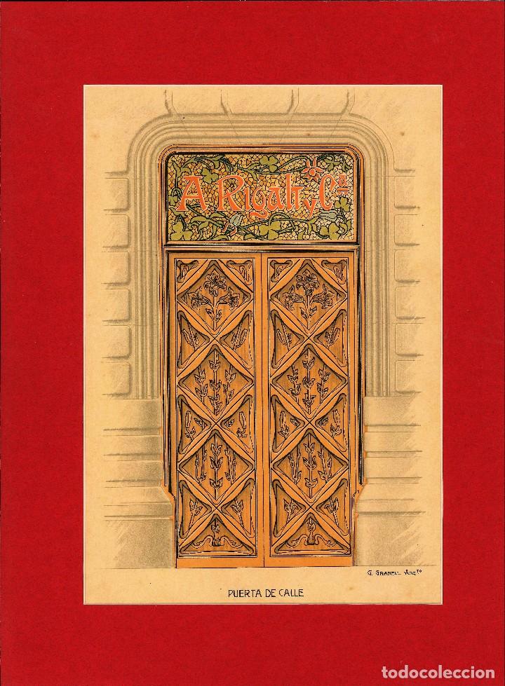 Arte: Puerta de calle. Grabado original 1900 - Foto 1