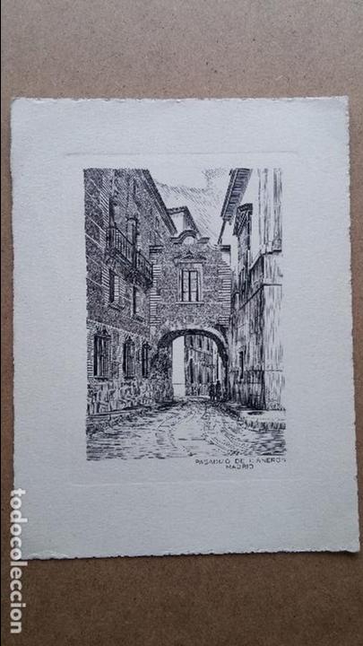 Art: Grabado pasadizo de cisneros ,madrid de 16 x 12 cms