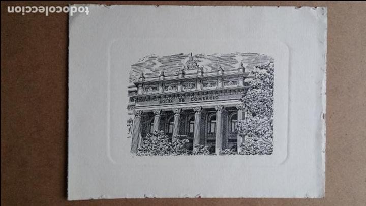 Art: Grabado de la bolsa de comercio ,madrid de 20 x 15 cms