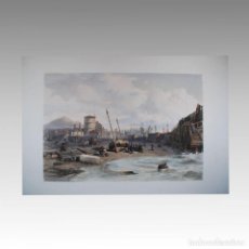Arte: JOSEPH NASH - THE BACK OF LEITH PIER EDIMBURGO - 1850. Lote 54240123