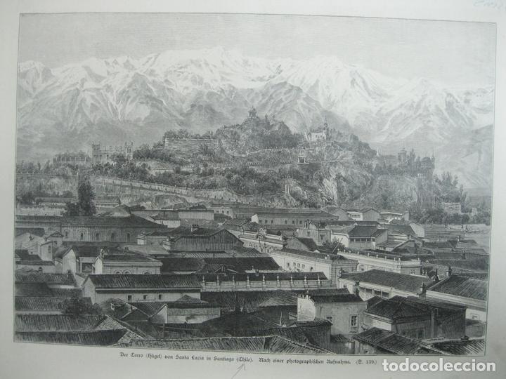 Kunst: Vista de El Cerro de Santa Lucia, en Santiago de Chile (Am&eacute;rica del sur), 1891