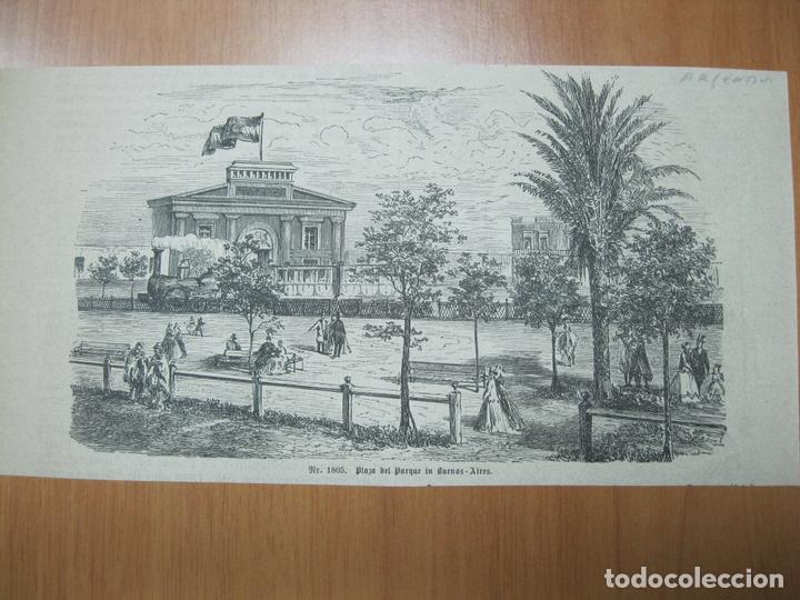 Kunst: Vista de la Plaza del Parque en Buenos Aires (Argentina, Am&eacute;rica del sur), 1872