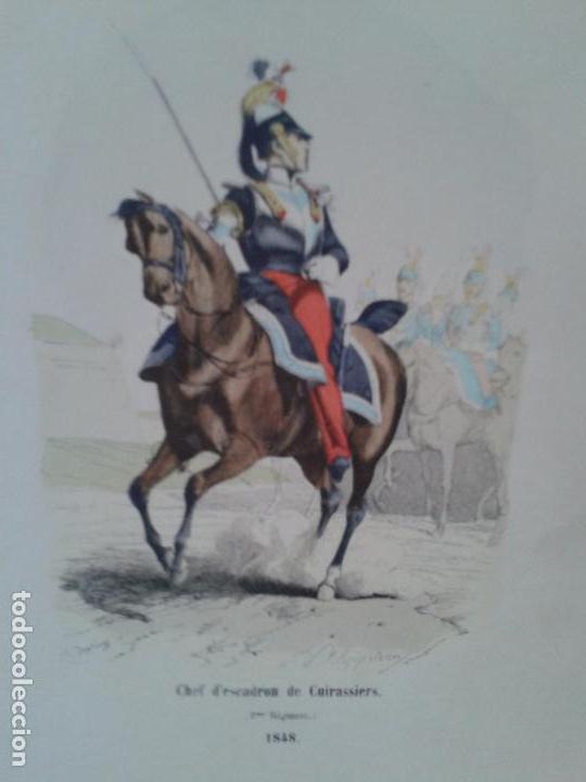 Art: 2 grabados de Jinetes del Ejercito franc&eacute;s. Acuarelados del 1848