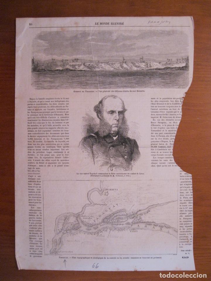 Kunst: Vista de la muralla y plano topogr&aacute;fico de Huma&iacute;ta ( Paraguay), 1866