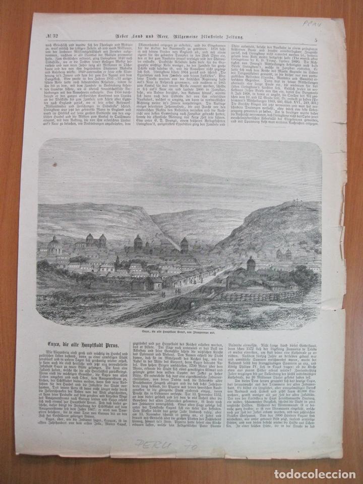 Arte: Vista de la ciudad de Cuzco (Per&uacute;), 1870