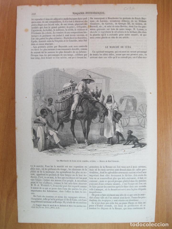 Arte: Comerciante ambulante de fruta y aves de corral en la isla de Cuba (mar Caribe), 1857. K. Girardet