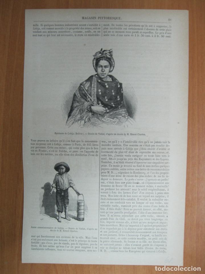 Arte: Mujer y ni&ntilde;o ind&iacute;genas de la ciudad de Cobija en Bolivia( Am&eacute;rica del sur), 1868