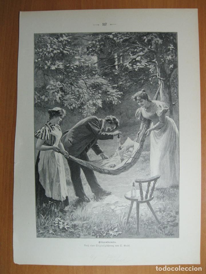 Arte: Escena de unos padres y su beb&eacute;, 1898