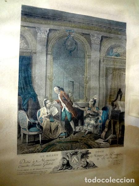 Arte: Grabado Le Billet Doux s. XVIII - Foto 2
