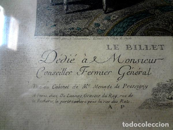 Arte: Grabado Le Billet Doux s. XVIII - Foto 4