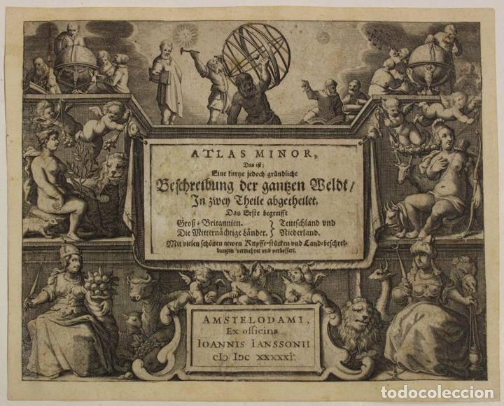 Arte: Frontispicio del Atlas Minor, 1651. Mercator/ Hondius - Foto 1