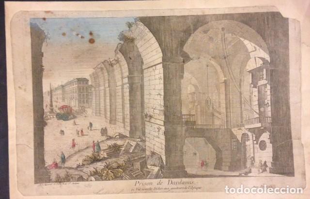 Arte: GRABADO DEL SIGLO XVIII ILUMINADO DE EPOCA. PRISON DE DARDANUS - Foto 1