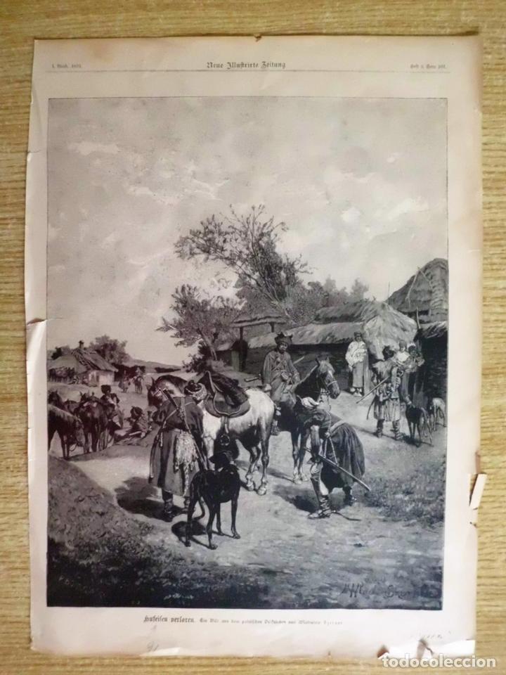 Arte: Hombres solicitando las labores de un herrero, 1891