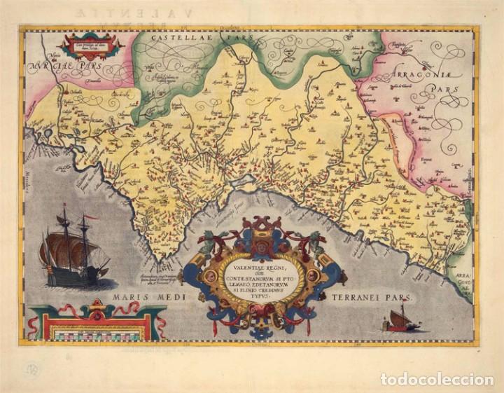 Arte: MAPA FACSIMIL: PRIMER MAPA DEL REINO DE VALENCIA IMPRESO - Foto 1