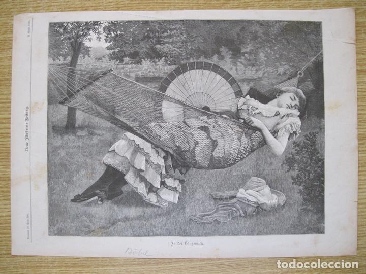 Arte: Mujer dormida en uma hamaca, circa 1890 - Foto 1