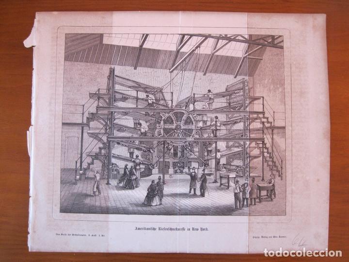 Kunst: Vista de una gran m&aacute;quina americana en Nueva York (Estados Unidos, Am&eacute;rica), 1864