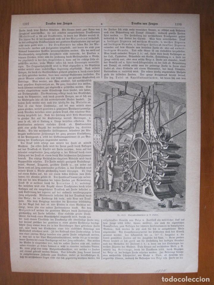 Art: M&aacute;quina alemana de impresi&oacute;n de rodillos, 1874